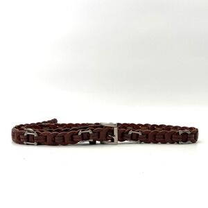 Aimee Lynne Genuine Leather Belt Brown Braided Horsebit Stirrup Women XL 42"